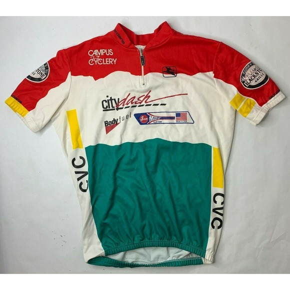 VTG Giordana Color Block Cycling Size XL Jersey Shirt RARE - Picture 1 of 7